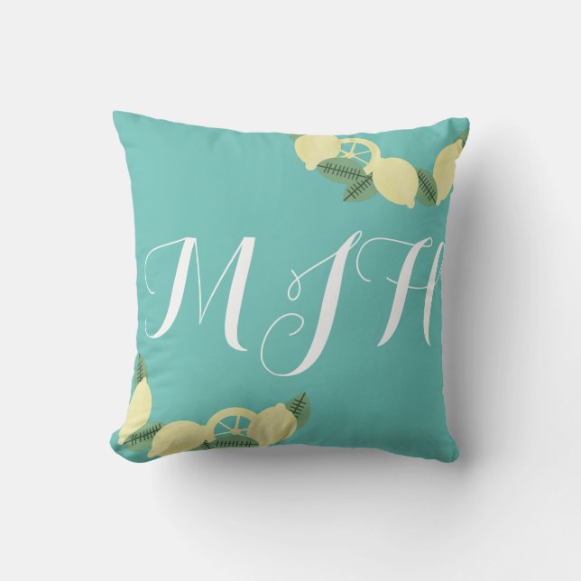 Coussin Moderne Citron avec Initiale en Écriture M (Recto)
