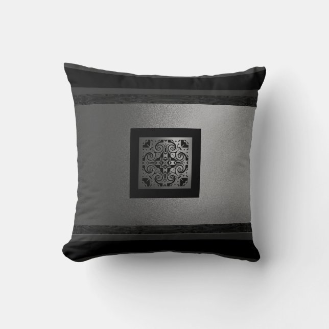 Coussin moderne classique / BLK&Silver-Design 1 (Recto)