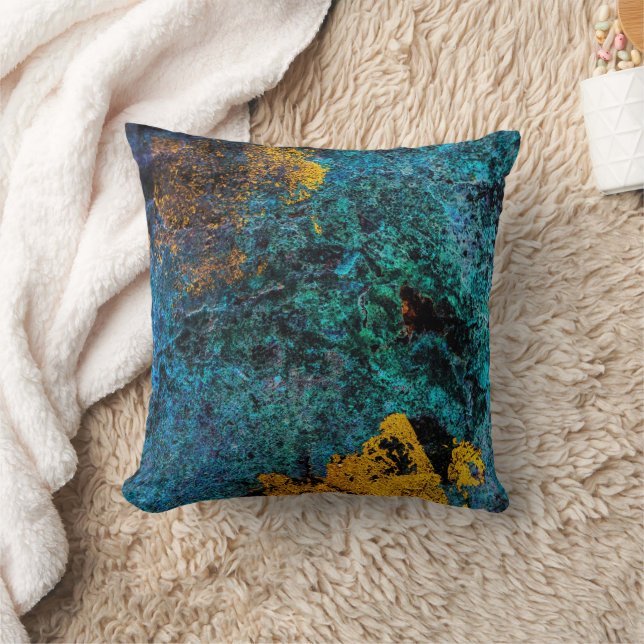 Coussin Moderne Cuivre Métallisé Bleu Vert Tendance (Couverture)