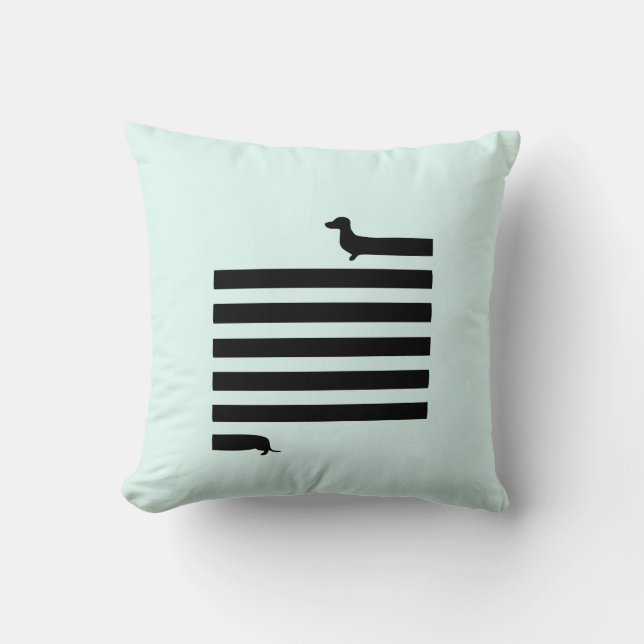 Coussin moderne de carré de silhouette de teckel (Recto)