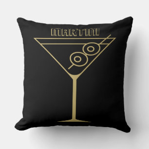 Coussin Moderne de milieu de siècle Or 2 Martini aux olive