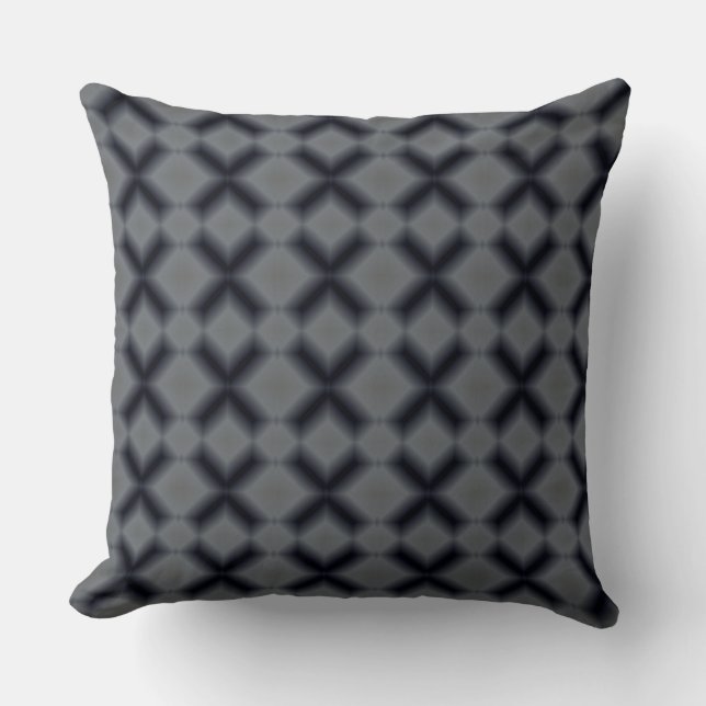Coussin moderne de Motif de diamants noir et gris (Recto)