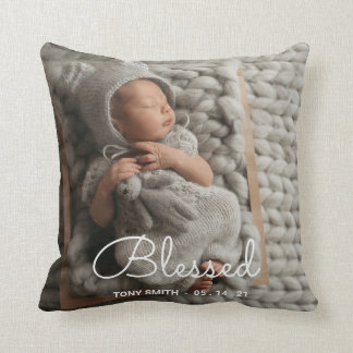 Coussin MODERNE de souvenir de photo de naissance
