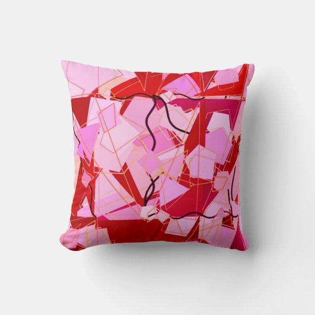 Coussin Moderne du milieu du siècle Abstrait, rouge foncé  (Recto)