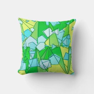 Coussin Moderne du milieu du siècle Abstrait, vert citron 