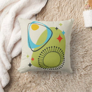 Coussin Moderne du milieu du siècle, Ère atomique 14 Vert,