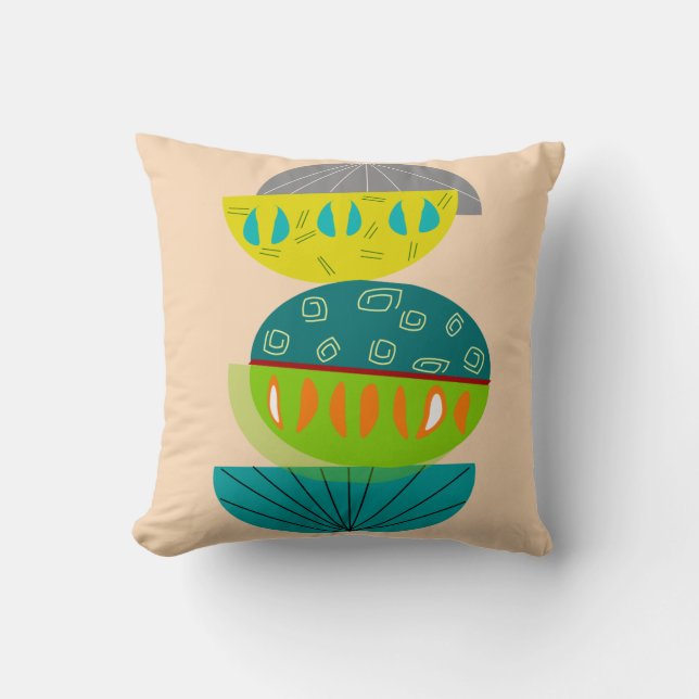 Coussin moderne du milieu du siècle Ovales Motif # (Recto)