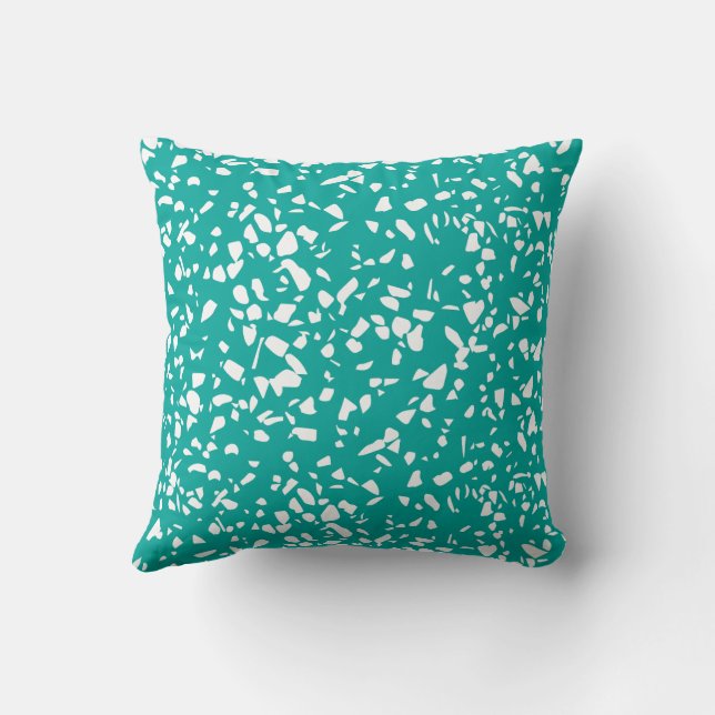 Coussin moderne du milieu du siècle Terrazzo Aqua (Verso)
