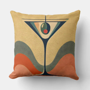 Coussin Moderne du milieu du siècle "vague de martini aux