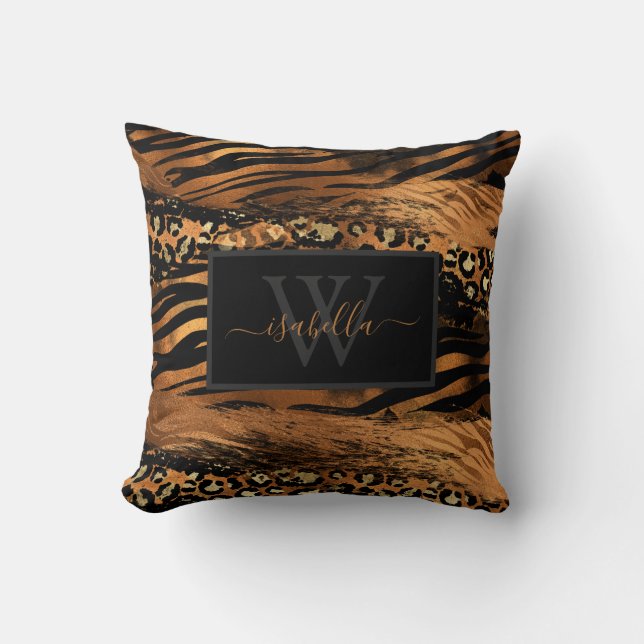 Coussin Moderne écriture pailletée monogrammée (Recto)