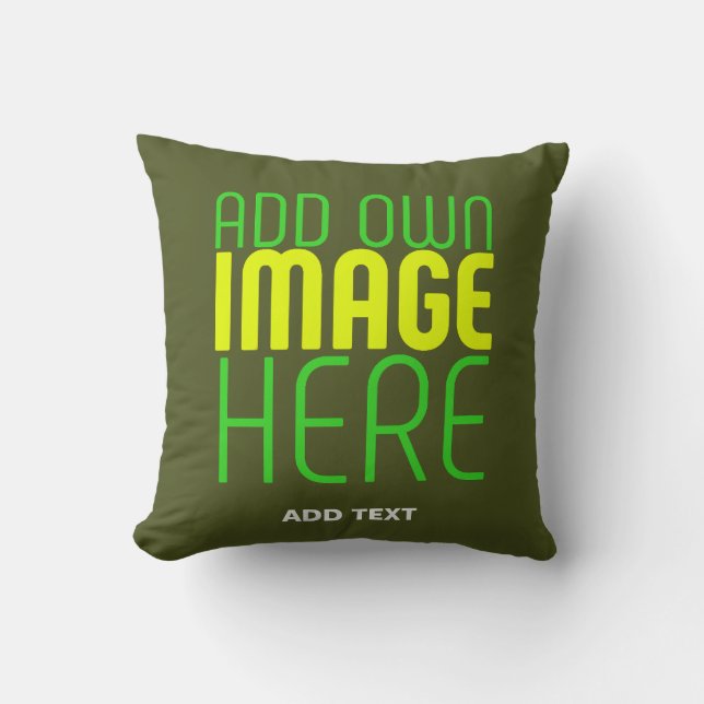 COUSSIN MODERNE ÉDITABLE ARMÉE VERT IMAGE MODÈLE TEXTE (Recto)