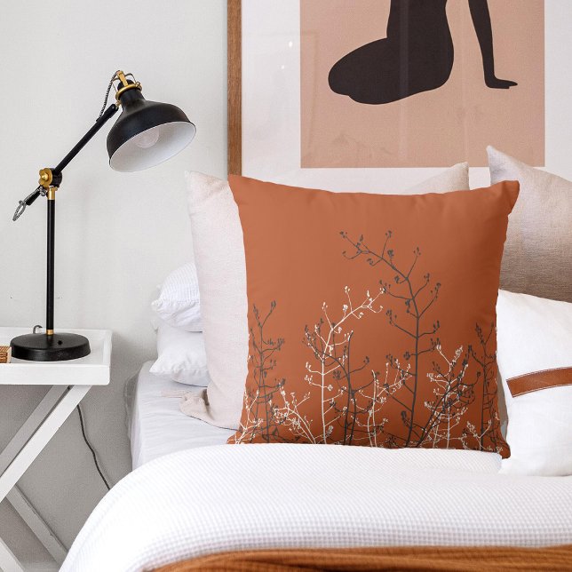 Coussin Moderne Elégant Abstrait rouille Fleurs Gris Brown (https://pixabay.com/photos/bed-furniture-interior-room-home-6830011/)
