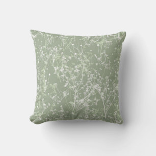 Coussin Moderne Élégant Abstrait Sage Vert Floral