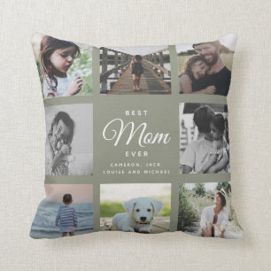 Coussin Moderne Elegant Best Mom Ever mignon Photo Collage
