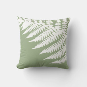 Coussin Moderne Elégant Blanc Ferne Sage Vert