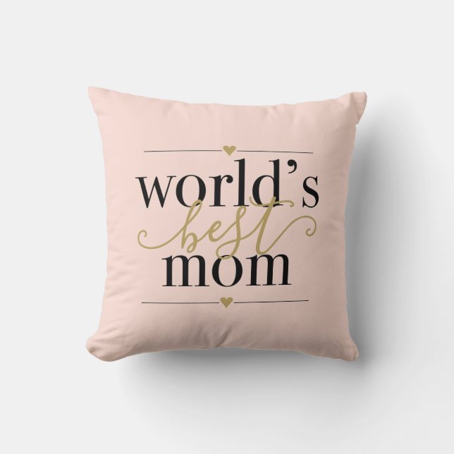 Coussin Moderne Elegant Blush Pink and Gold Worlds Best Mo (Recto)