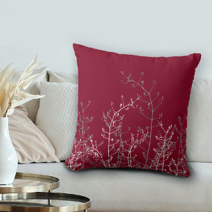 Coussin Moderne Elégant Burgundy Grey Floral