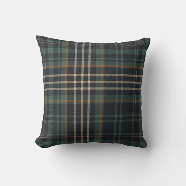 Coussin Moderne Élégant Carreaux Vert Foncé  (Recto)
