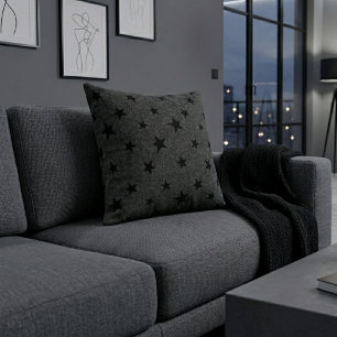Coussin Moderne Élégant Chic Motif Étoile Noir
