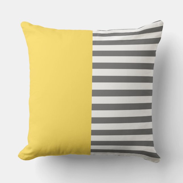 Coussin Moderne élégant deux tons rayures de style jaune (Recto)