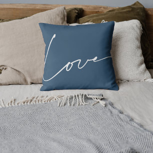 Coussin Moderne Elegant Love Script Typographie Marine cos