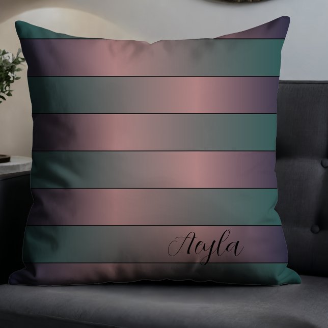 Coussin Moderne Élégant Mauve Et Turquoise Monogramme (Créateur téléchargé)