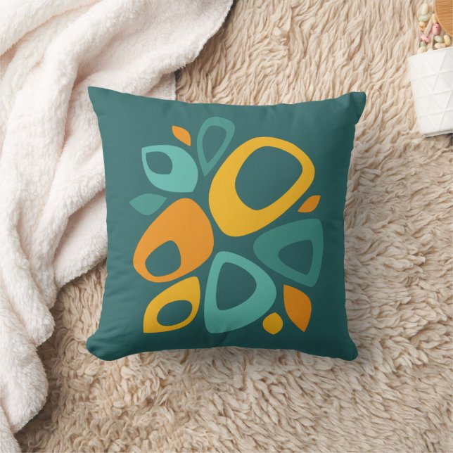 Coussin Moderne et élégant Turquoise Marigold Mustard Abst (Couverture)