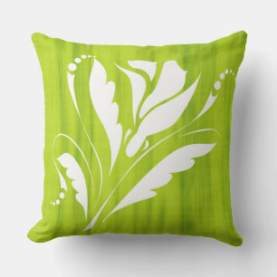 Coussin Moderne et tendance fleur blanche verte citronnée