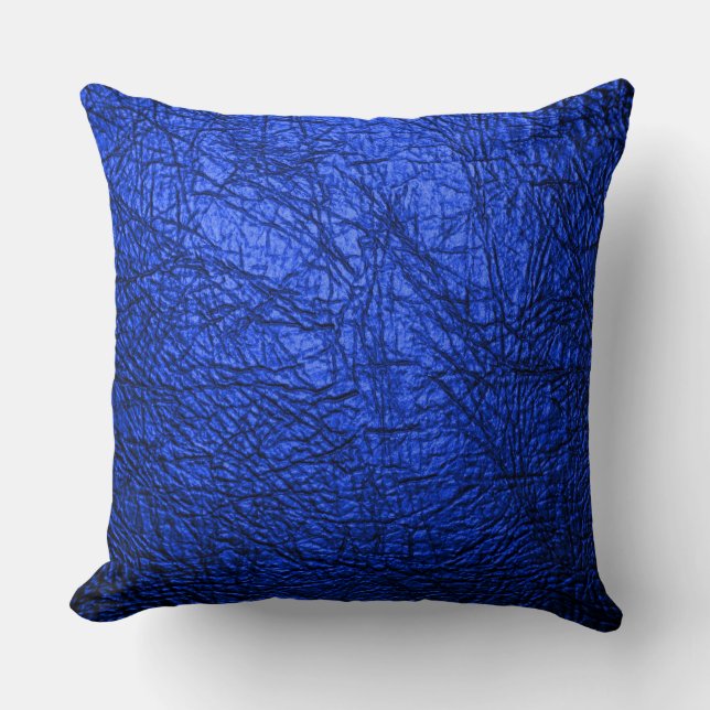 Coussin Moderne Faux Blue Leather Texture (Recto)