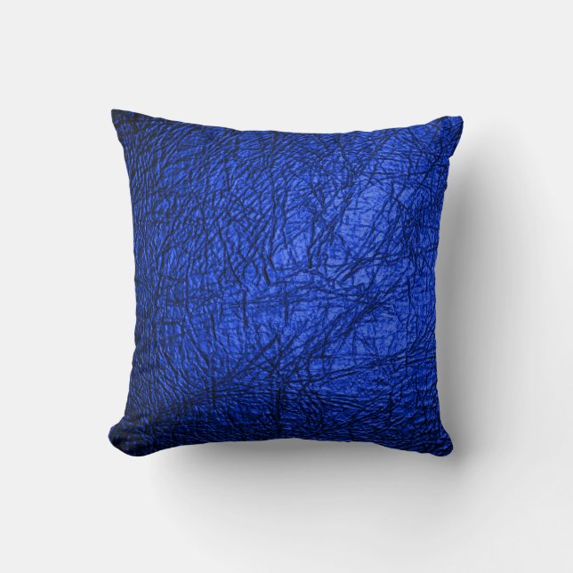 Coussin Moderne Faux Blue Leather Texture (Recto)