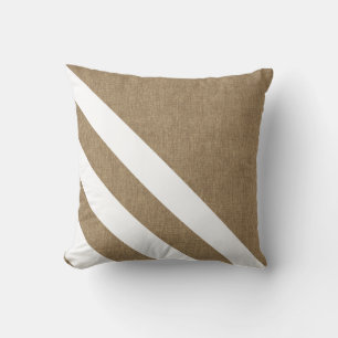 Coussin Moderne Faux Burlap Blancs