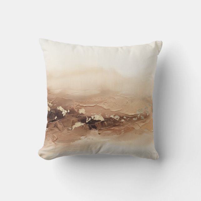 Coussin Moderne feuille d'or ton terre 3D Impasto (Recto)