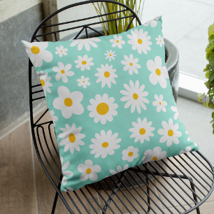 Coussin Moderne Flat Graphic Daisy Robin's Egg Blue