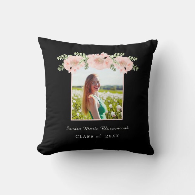 Coussin Moderne, Fleur Rose florale remise de diplôme prom (Recto)