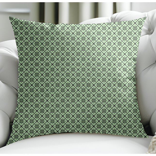 Coussin Moderne Floral Petit Motif Plaid Vert clair (Créateur téléchargé)