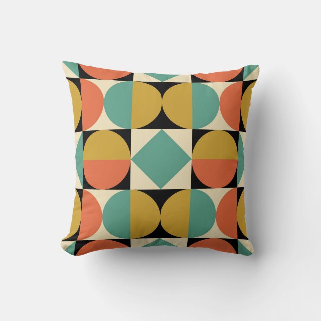 Coussin Moderne Géométrique Abstrait du Milieu du Siècle (Recto)