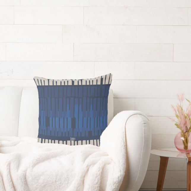 Coussin Moderne Géométrique Abstraite Bleue (Canapé)