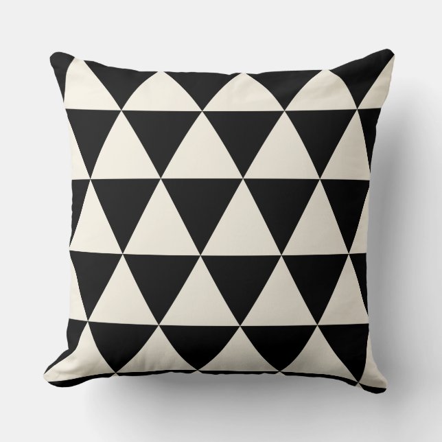 Coussin moderne géométrique noir et ivoire blanc (Recto)