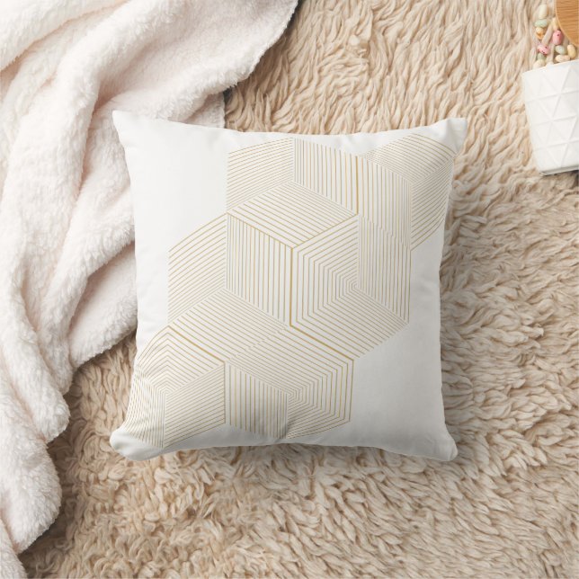 Coussin Moderne Illusion Optique 3D en Nid d'Abeille Géomé (Couverture)