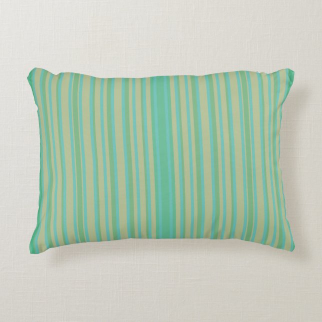 Coussin moderne Jade Green à Accent rayé (Devant)