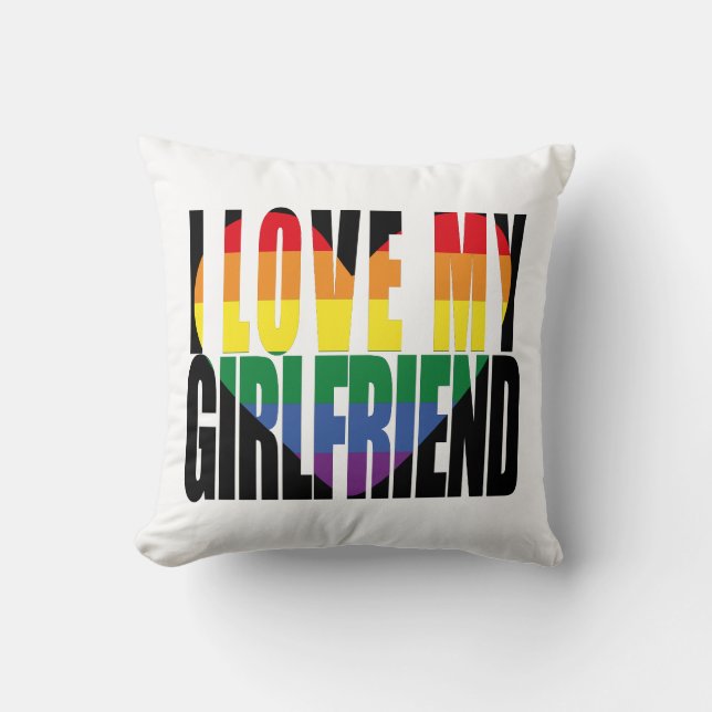 Coussin Moderne J'aime ma petite amie Rainbow Heart (Recto)