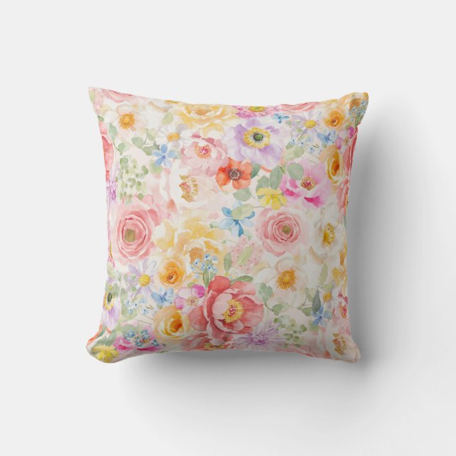 Coussin Moderne joli motif floral aquarelle printemps (Recto)