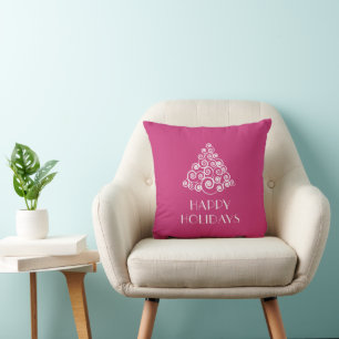 Coussin Moderne Joyeux Noël Rose Fêtes de fin d'année