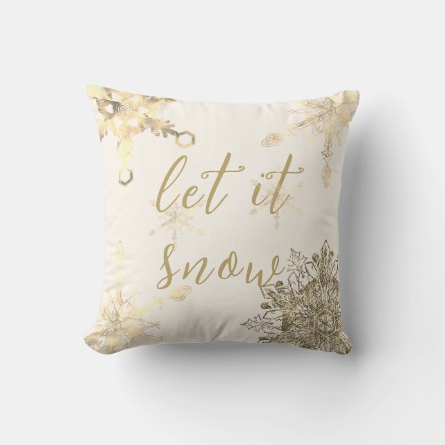 Coussin Moderne Laisser neiger Golden Sparkflakes Snowflak (Recto)
