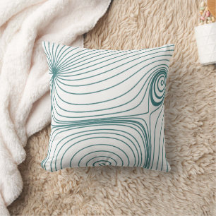 Coussin Moderne ligne artistique topographique bleu sarcel