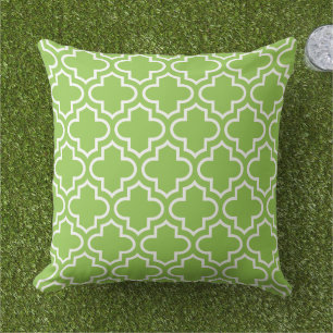 Coussin Moderne Lime Green Quatrefoil Marocain Motif