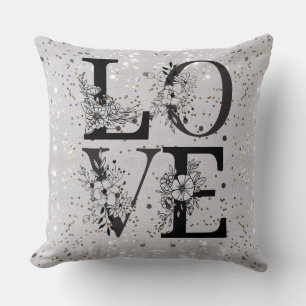 Coussin Moderne LOVE argent parties scintillant valentine'