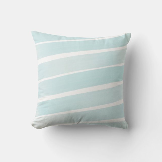 Coussin Moderne Lumière Turquoise Aqua Blue Stripes Coussi (Recto)