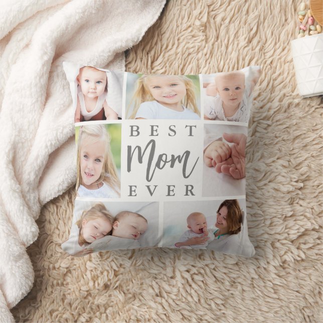 Coussin Moderne MEILLEUR MOM JAMAIS 7 Collage photo Couleu (Couverture)