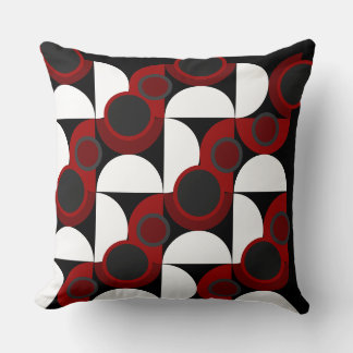 Coussin Moderne milieu de siècle rouge, noir et gris